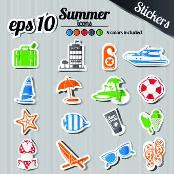 Icons stickers vector 05