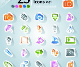 Icons stickers vector 08