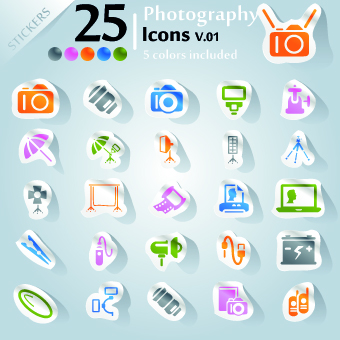 Icons stickers vector 08