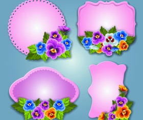 Flower and labels vector 01