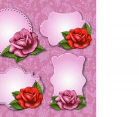 Flower and labels vector 02