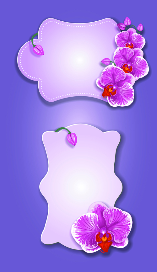 Flower and labels vector 03