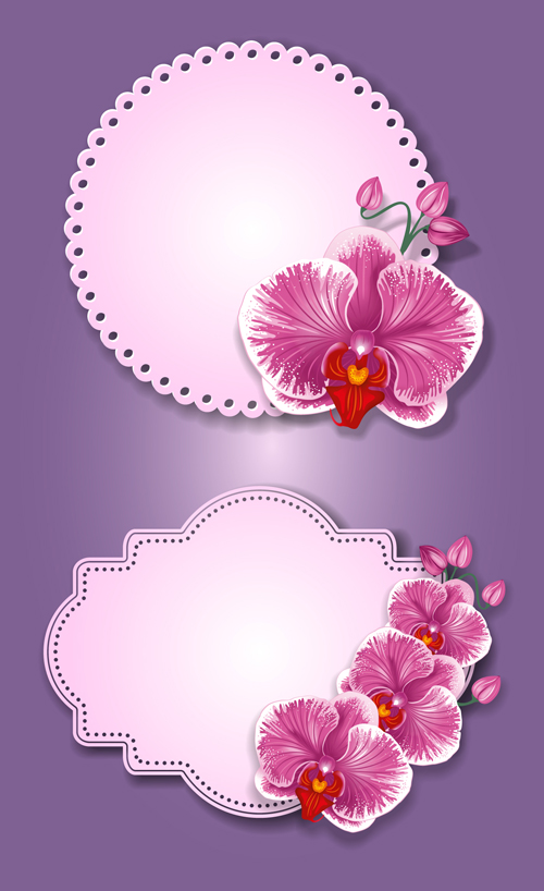 Flower and labels vector 05