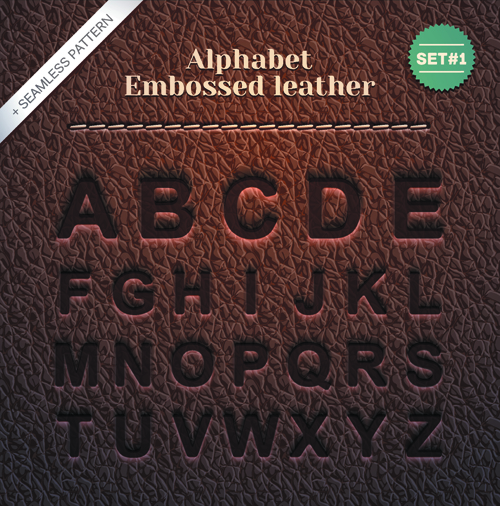 Set of Leather Alphabet vector 01