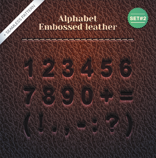 Set of Leather Alphabet vector 02