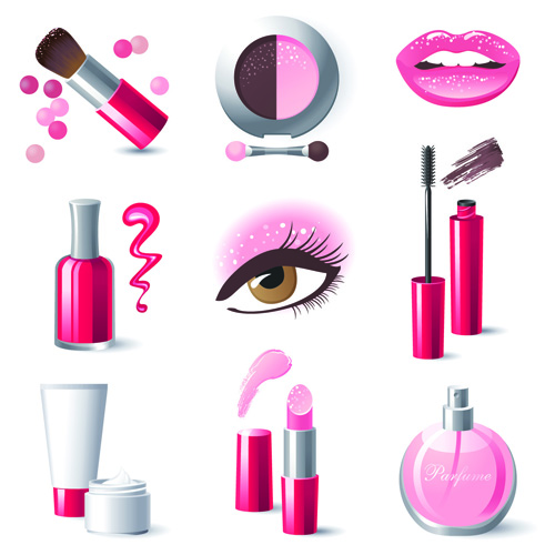 Cosmetics and Make-Up elements vector 01