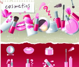Cosmetics and Make-Up elements vector 03