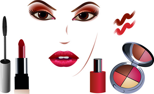 Cosmetics and Make-Up elements vector 04