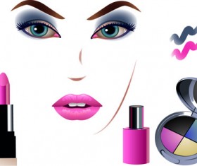 Cosmetics and Make-Up elements vector 05
