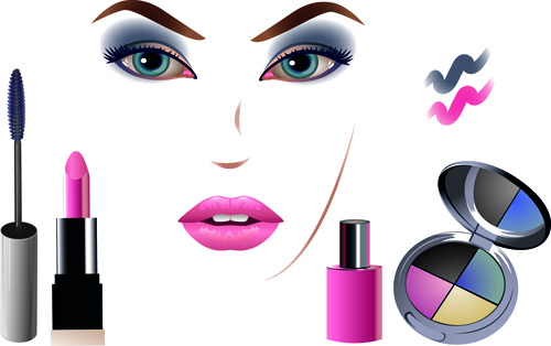 Cosmetics and Make-Up elements vector 05