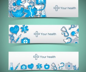 Medical elements vector banner 02