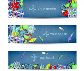 Medical elements vector banner 03