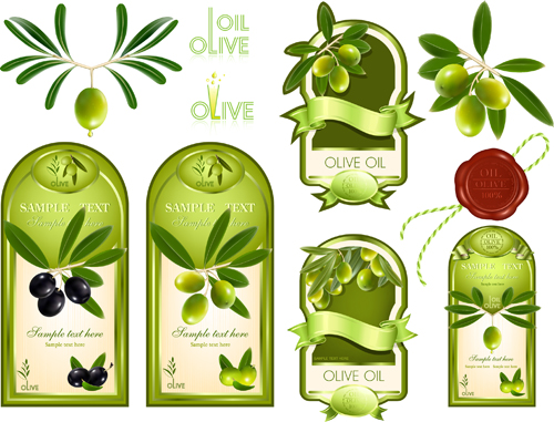 Olive labels vector 01