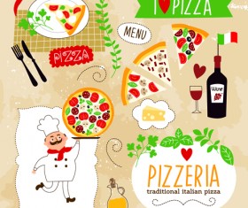 Creative Pizza design elements vector 04