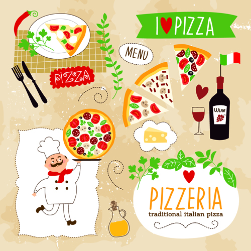 Creative Pizza design elements vector 04