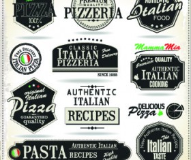 Pizza labels vector set 02