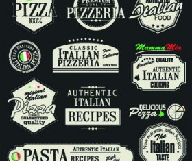 Pizza labels vector set 03
