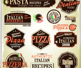 Pizza labels vector set 04