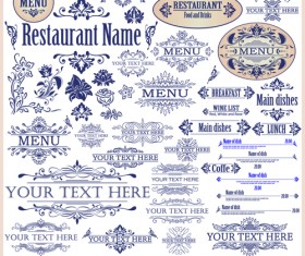 Restaurant decor elements vector set 02
