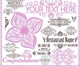 Restaurant decor elements vector set 04