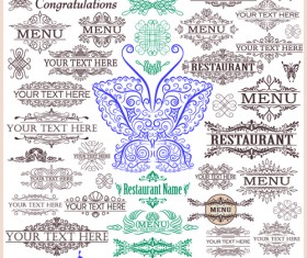 Restaurant decor elements vector set 05