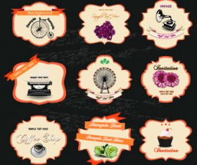 Retro labels ribbons vector set 01
