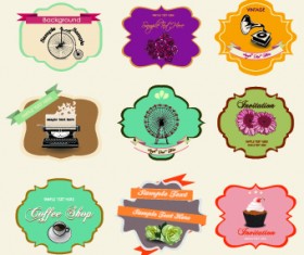 Retro labels ribbons vector set 02