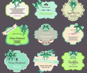 Retro labels ribbons vector set 03