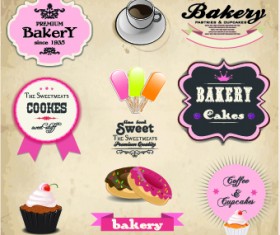 Retro labels ribbons vector set 05