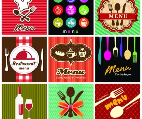 Retro Menu with labels vector 01