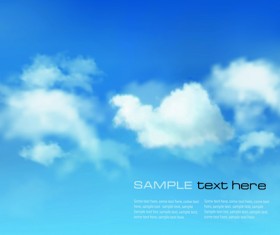 White Clouds with Blue Sky vector 05