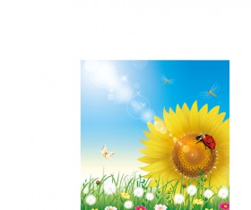 Shiny Summer flowers vector 01