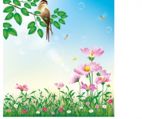 Shiny Summer flowers vector 02