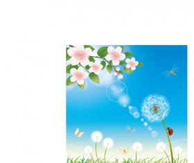 Shiny Summer flowers vector 03