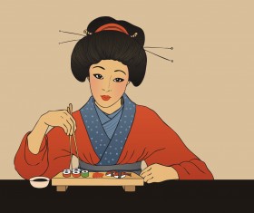 Set of Susi girl design vector 02