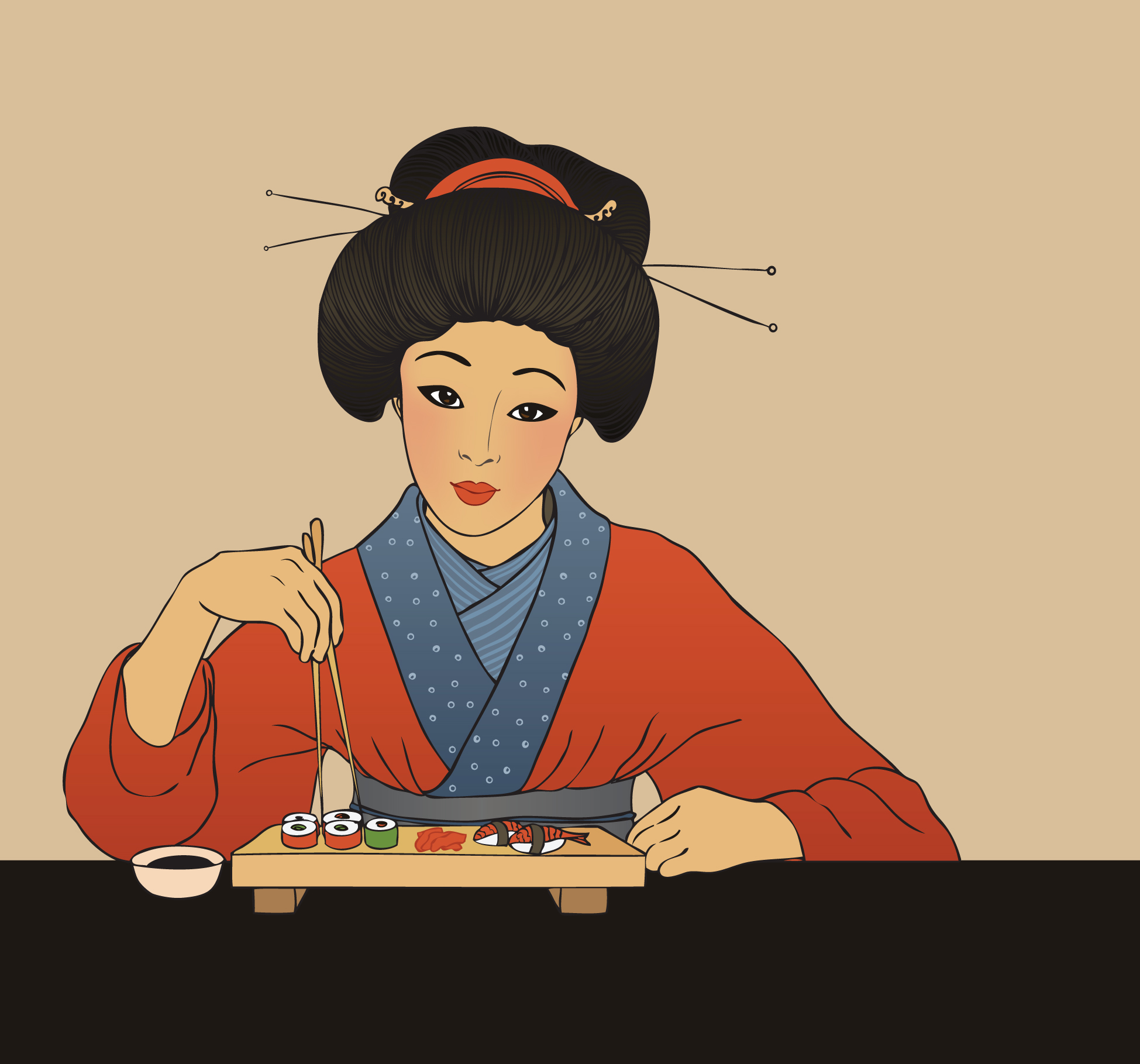 吃寿司的少妇在日本餐馆 库存照片. 图片 包括有 è— å , æ—¥è¯­, ä¸‰æ, é£ÿç‰© - 68846986