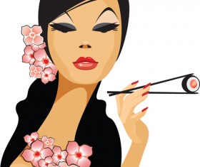 Set of Susi girl design vector 04