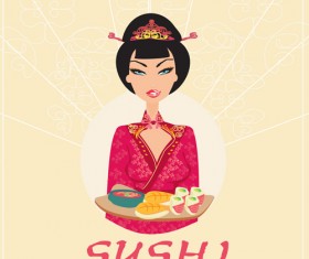 Set of Susi girl design vector 05