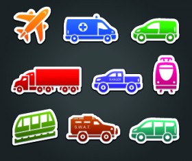 Different Transport stickers vector 01