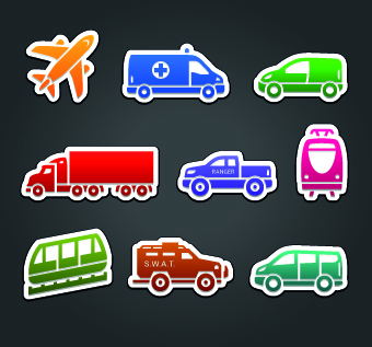 Different Transport stickers vector 01