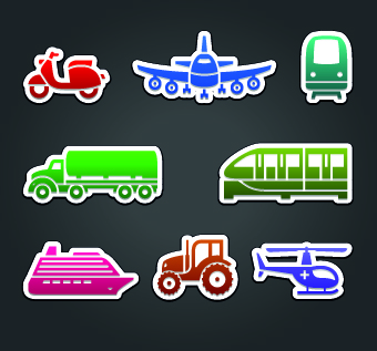 Different Transport stickers vector 02