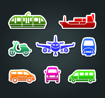 Different Transport stickers vector 03