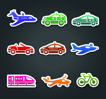Different Transport stickers vector 04