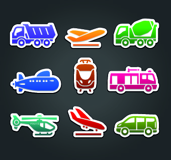 Different Transport stickers vector 05