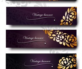Purple Vintage Backgrounds vector set 03