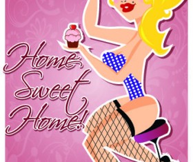 Vintage poster Woman vector 01