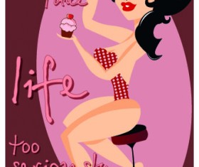 Vintage poster Woman vector 03