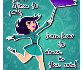 Vintage poster Woman vector 05