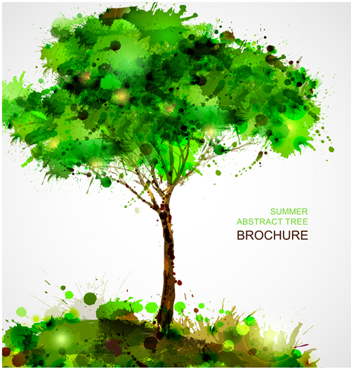Creative Watercolor tree vector 03