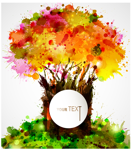 Creative Watercolor tree vector 04